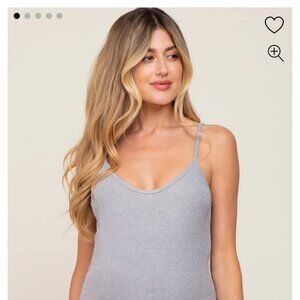 Heather Grey Ribbed Basic Maternity Tank Top
